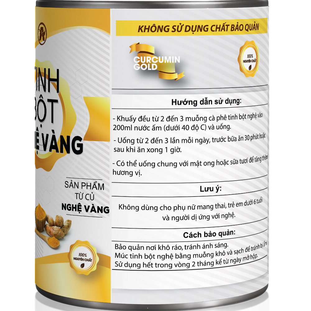 Tinh bột nghệ vàng nguyên chất với hàm lượng curcurmin thấp